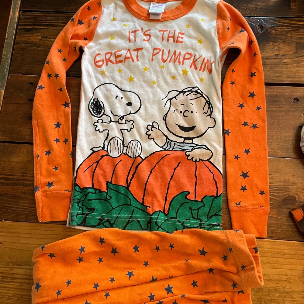 Orange Peanuts Halloween Pajama Set